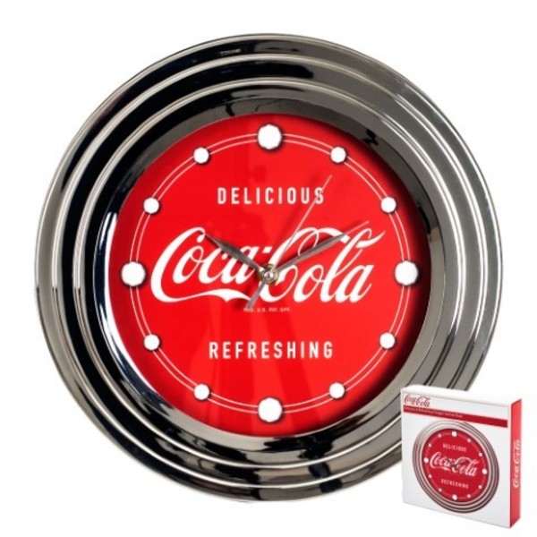 Toy Time Coca-Cola Clock with Chrome Finish Delicious Style 12 inch 796323NLN